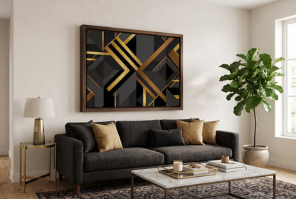 Art Deco Diagonal Geometric Framed Canvas Wall Art - Modern Heritage