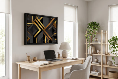 Art Deco Diagonal Geometric Framed Canvas Wall Art - Modern Heritage