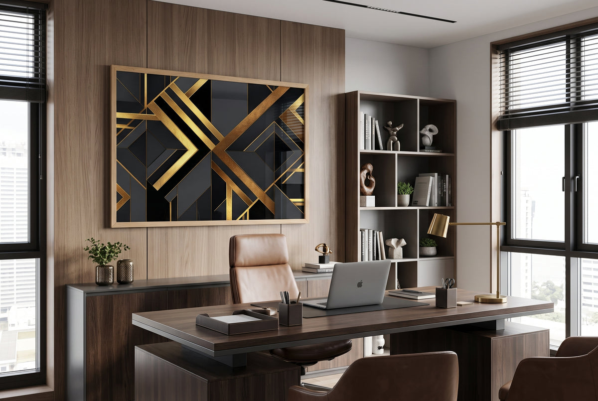 Art Deco Diagonal Geometric Premium Wooden Framed Poster - Modern Heritage