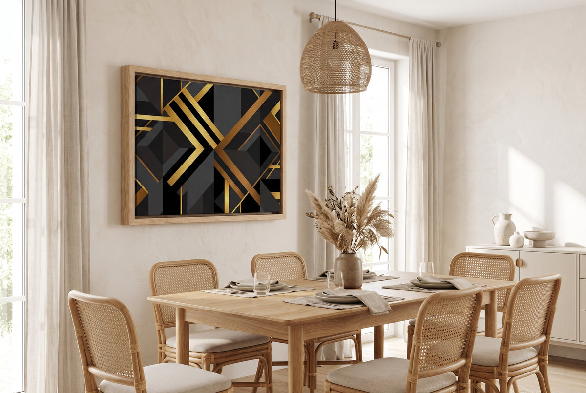 Art Deco Diagonal Geometric Framed Canvas Wall Art - Modern Heritage