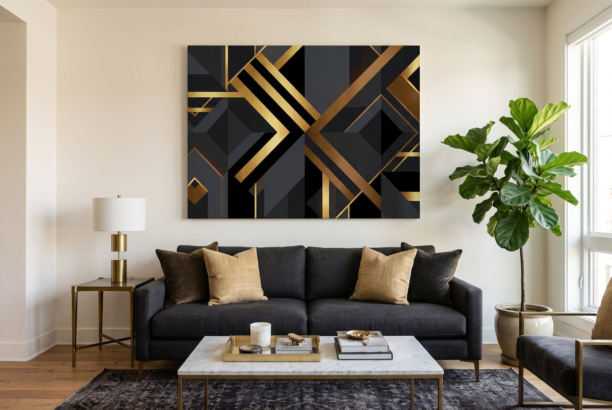 Art Deco Diagonal Geometric Canvas Wall Art - Modern Heritage
