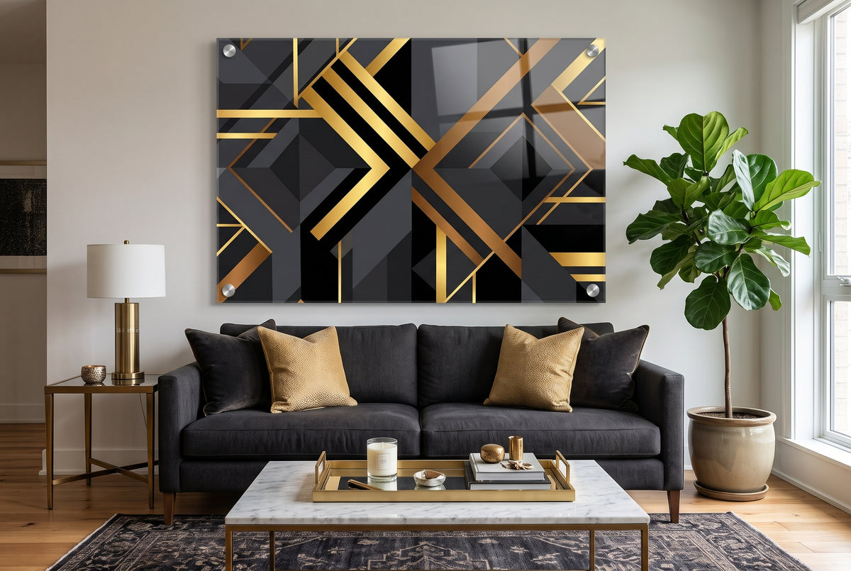 Art Deco Diagonal Geometric Acrylic Print Wall Art - Modern Heritage