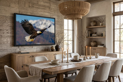 Majestic Soaring Bald Eagle Mountain Wall Art | Artflex Canvas