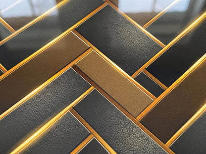The Golden Herringbone Geometric Wall Art - Acrylic Print