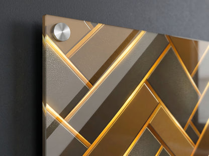 The Golden Herringbone Geometric Wall Art - Acrylic Print
