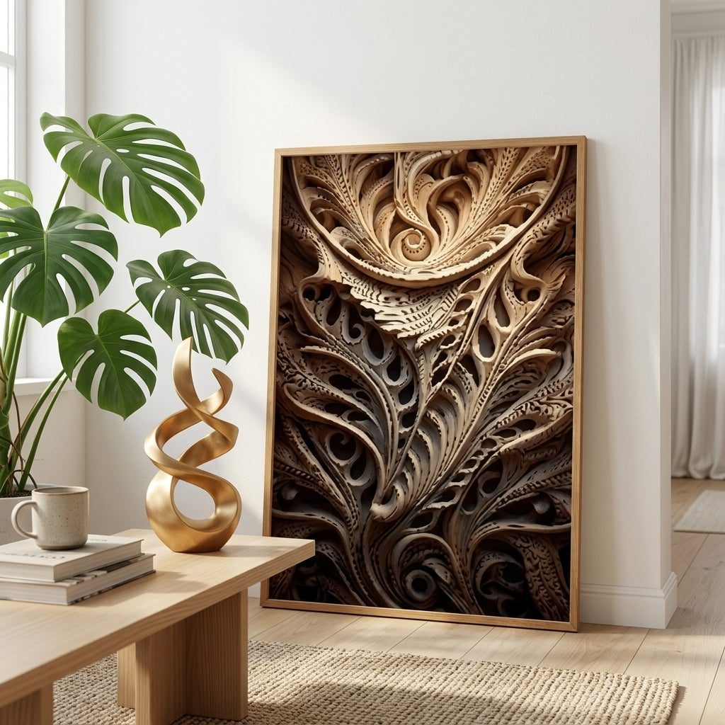 Golden Ribbon Flow Organic Abstract Sculpture Art - Intricate Modern Decor