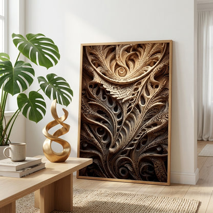 Golden Ribbon Flow Organic Abstract Sculpture Art - Intricate Modern Decor