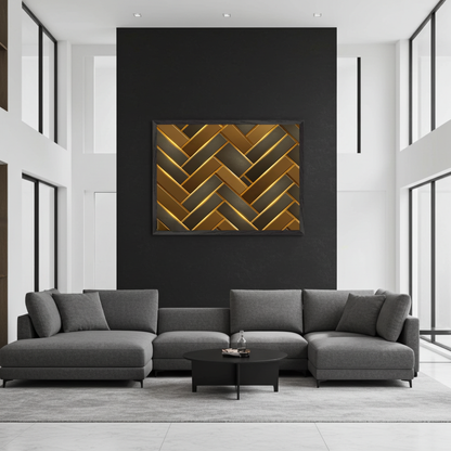 The Golden Herringbone Geometric Art