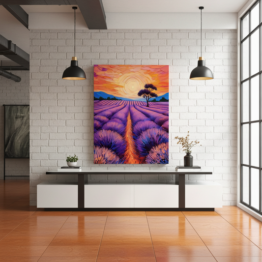 Lavender Fields at Dusk | Impressionist Landscape