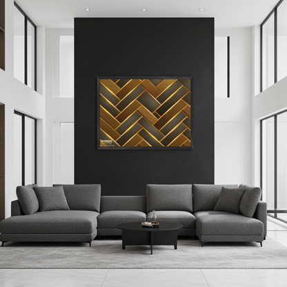 The Golden Herringbone Geometric Art
