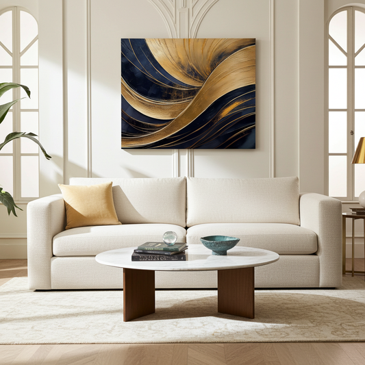 "Architectural Arc" Luxury Gold Leaf Abstract Wall Art