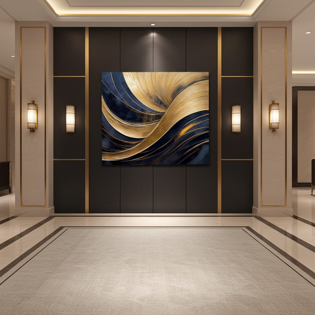 "Architectural Arc" Luxury Gold Leaf Abstract Wall Art