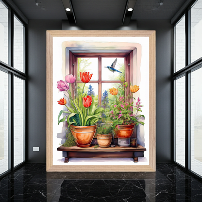 The Gardener’s Window | Spring Greenhouse Illustration