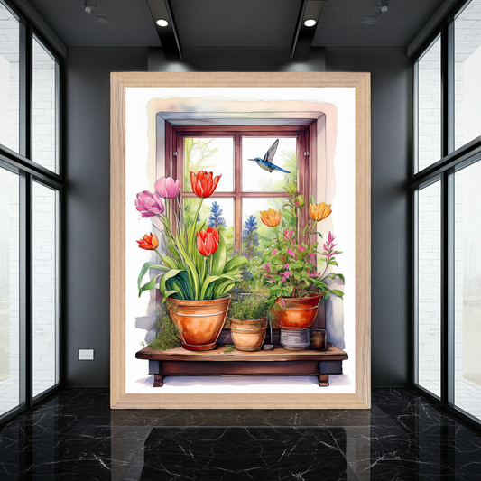 The Gardener’s Window | Spring Greenhouse Illustration