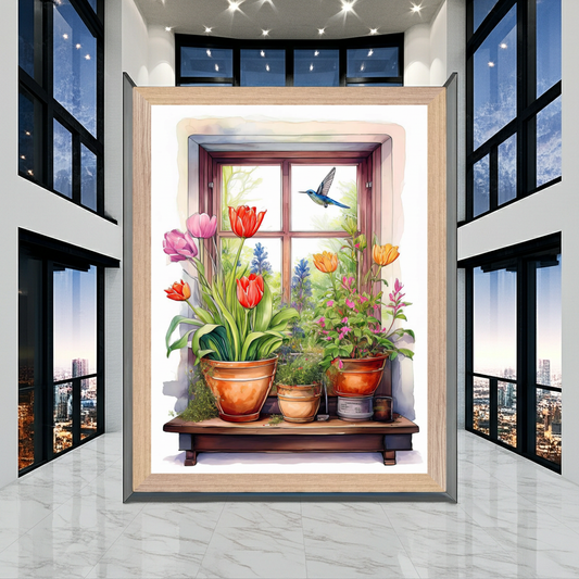The Gardener’s Window | Spring Greenhouse Illustration