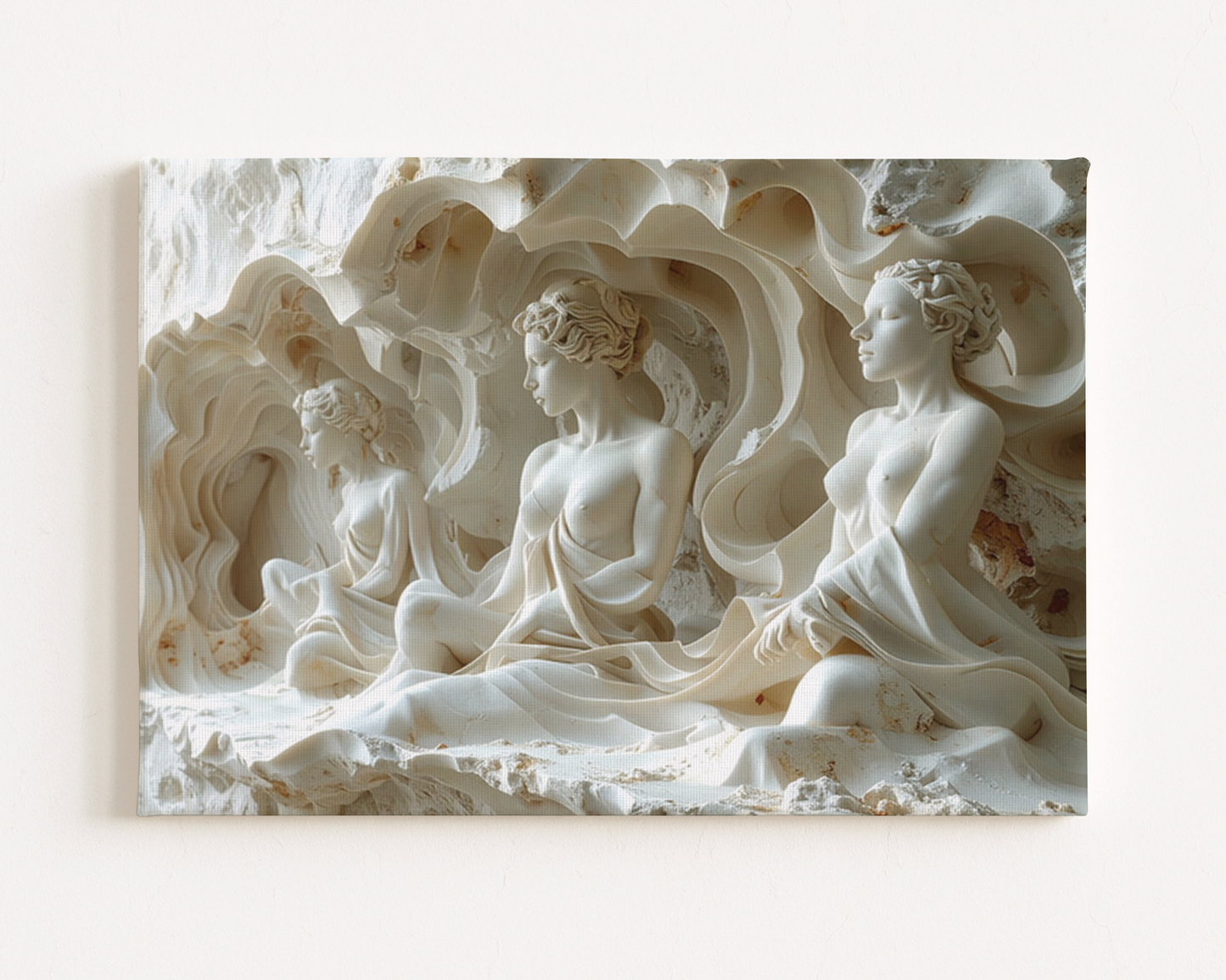 3D Sculptural Illusion Canvas Print – Carved Stone Design, Custom Sizes Available