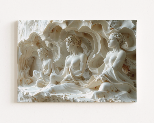 3D Sculptural Illusion Canvas Print – Carved Stone Design, Custom Sizes Available
