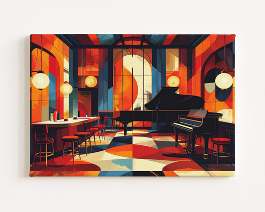 Art Deco Jazz Club Canvas Print – 1920s Inspired Illustration