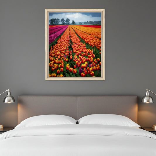 Rainy Day Tulip Field | Vibrant Spring Colors Wall Art