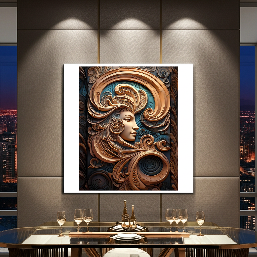 Ornate Bronze Sculptural Muse Portrait Wall Art