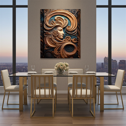 Ornate Bronze Sculptural Muse Portrait Wall Art