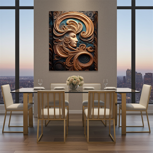 Ornate Bronze Sculptural Muse Portrait Wall Art