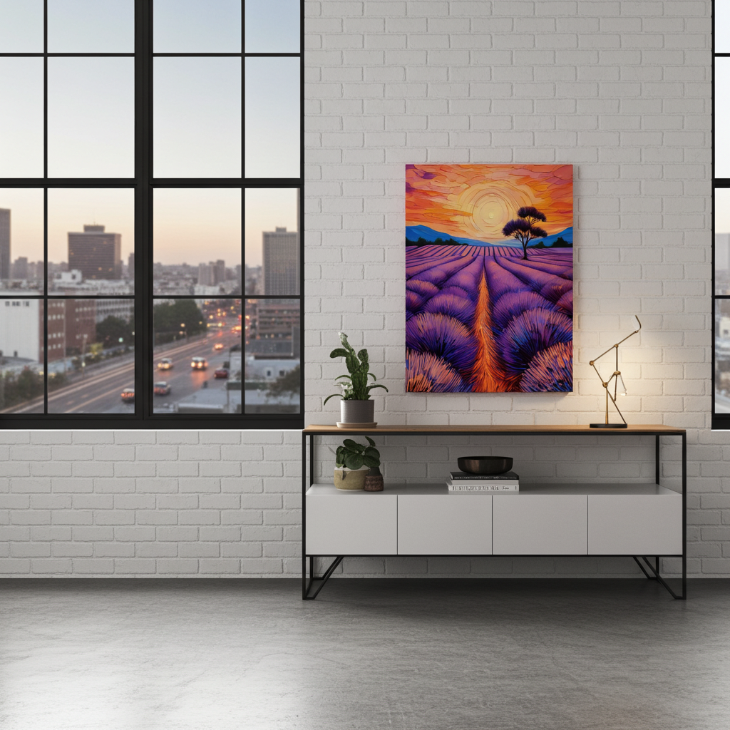 Lavender Fields at Dusk | Impressionist Landscape