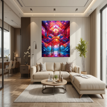 "Maximalist Geometric Stained Glass" Abstract Wall Art