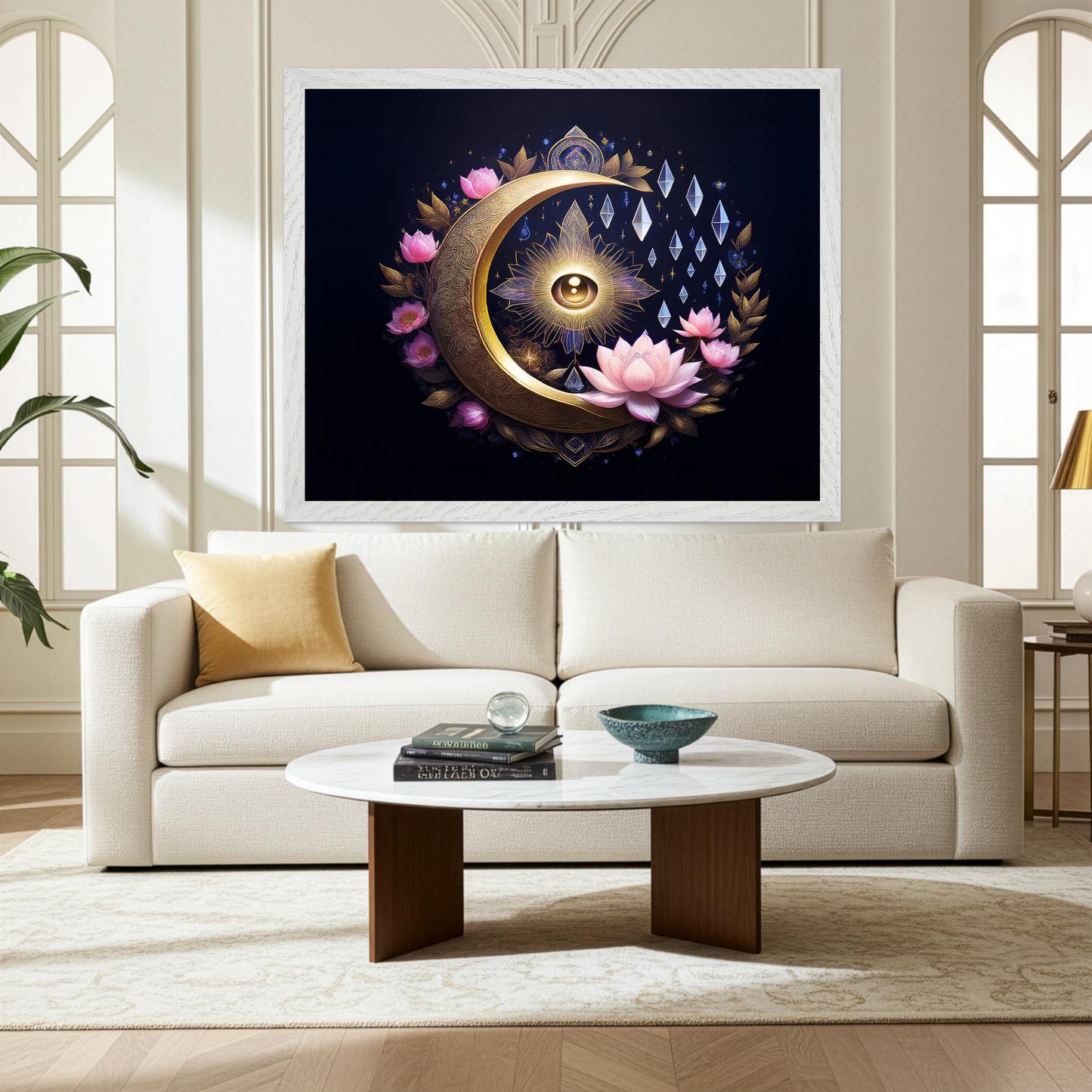 Spiritual Third Eye Moon - Boho Mystical Wall Art