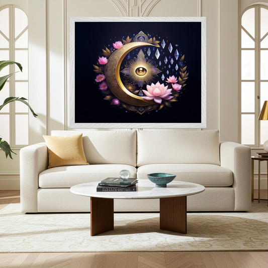 Spiritual Third Eye Moon - Boho Mystical Wall Art