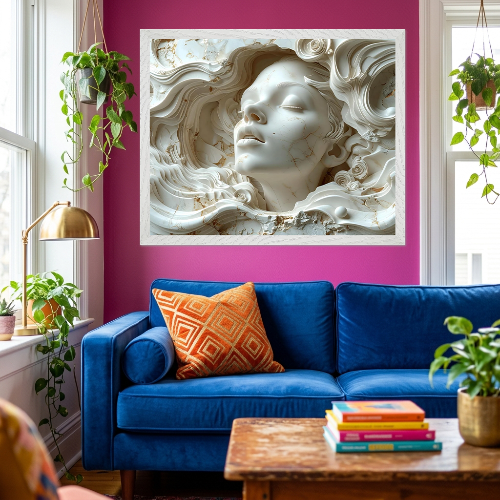 Layered Plaster 3D Face Sculpture Art - Modern Abstract Wall Decor