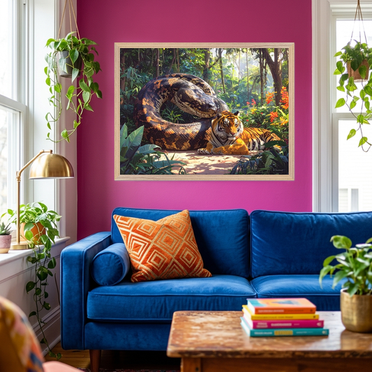 Stunning Anaconda & Tiger | by Artflex Canvas