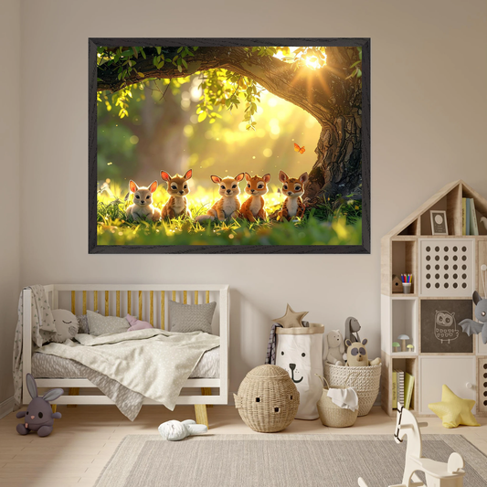 Serenity of Youth- Baby Animals Under the Great Oak by Artflex Canvas