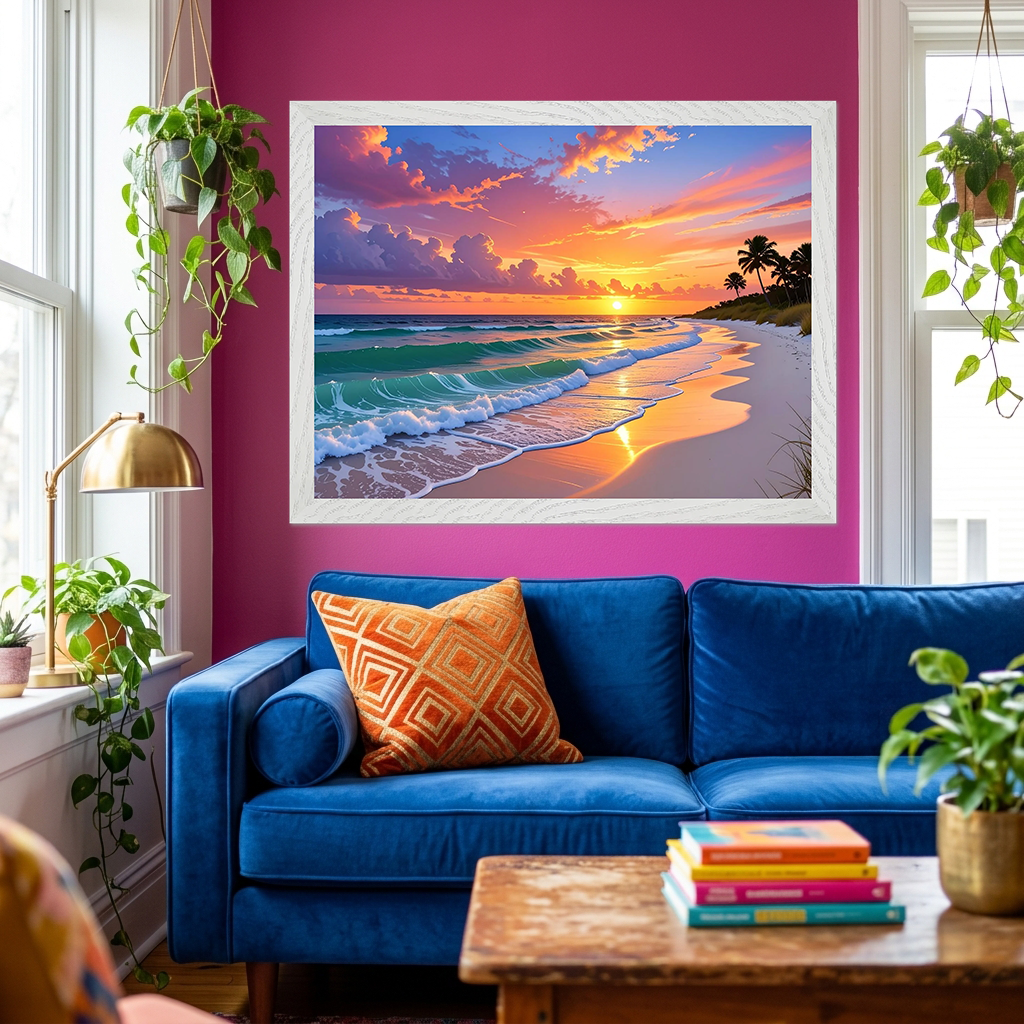 Beautiful Sunset Seascape - Tropical Beach Wall Art by Artflex Canvas