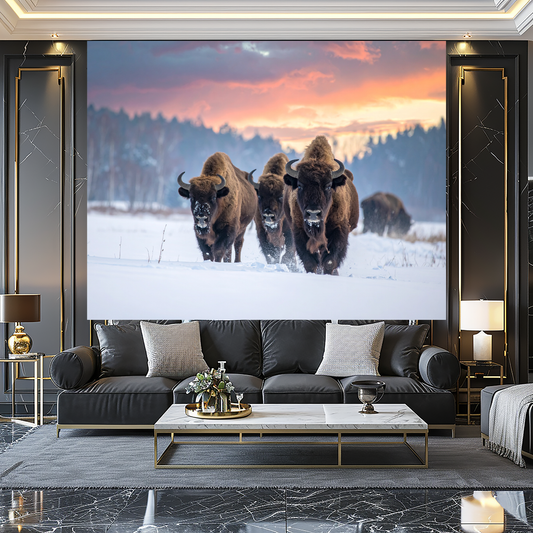 Majestic American Bison Wildlife Photography - Winter Landscape Wall Art