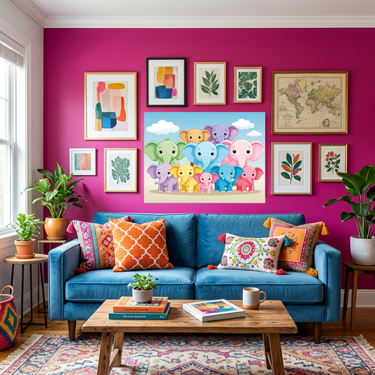 Wall art - Playful Cartoon Elephant Art for Children's  Rooms.