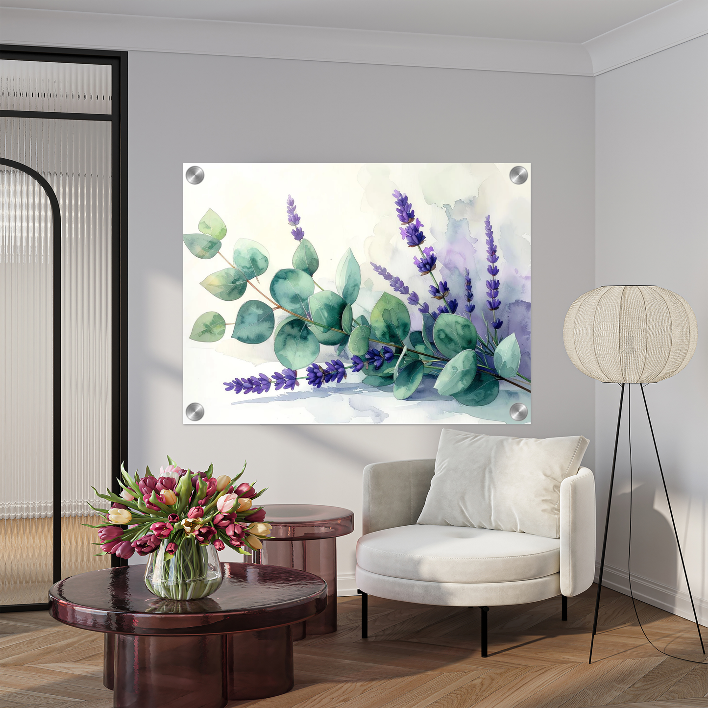Sage Green Eucalyptus Watercolor Floral Art - Botanical Bedroom Wall Decor