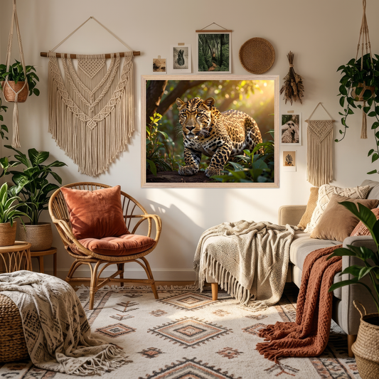 Golden Grace Realistic Leopard Portrait - Jungle Wildlife Wall Art