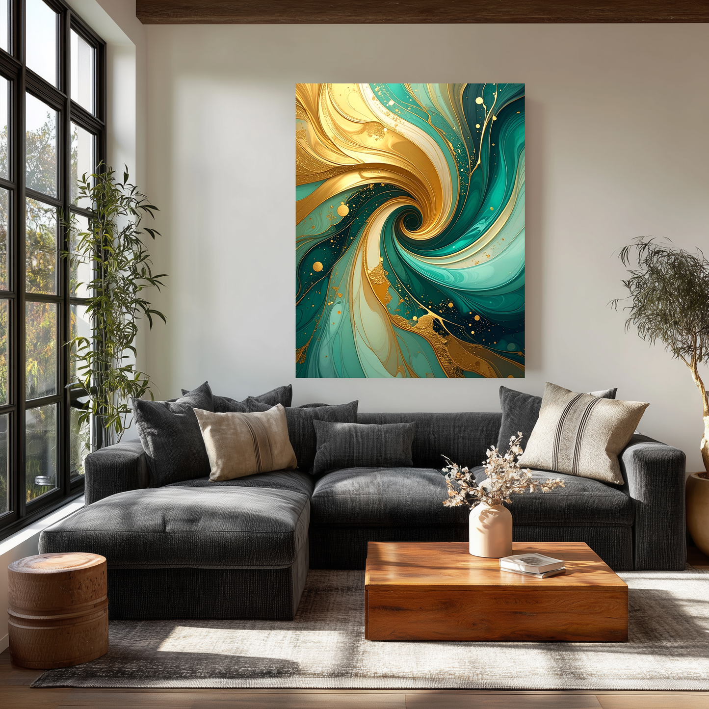 Gold & Teal Abstract Swirl | Artflex Canvas