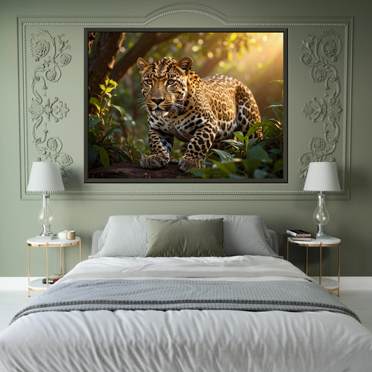 Golden Grace Realistic Leopard Portrait - Jungle Wildlife Wall Art