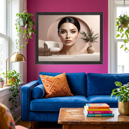 Elegant Minimalist Portrait - Modern Feminine Line Art by Artflex Canvas