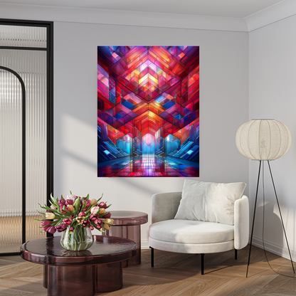 "Maximalist Geometric Stained Glass" Abstract Wall Art