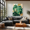 Vintage  botanical illustration of oversized monstera and eucalyptus leaves wall art
