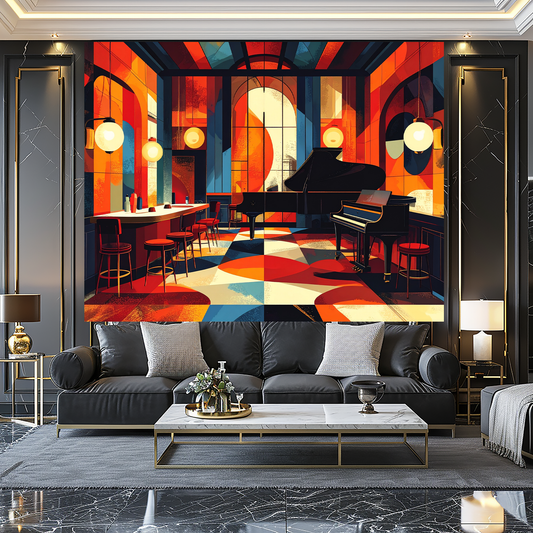 Wall Art- Art Deco Jazz Club Canvas Print - 1920s inspired illustration