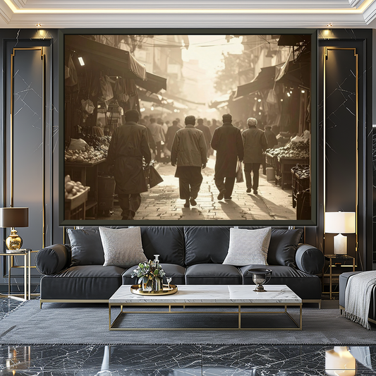 Sepia Toned Street Market | Artflex Canvas