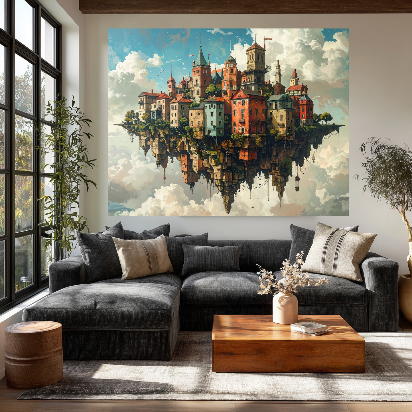 Surreal Upside Down Cities  |Artflex Canvas