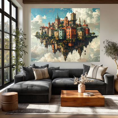 Surreal Upside Down Cities  |Artflex Canvas