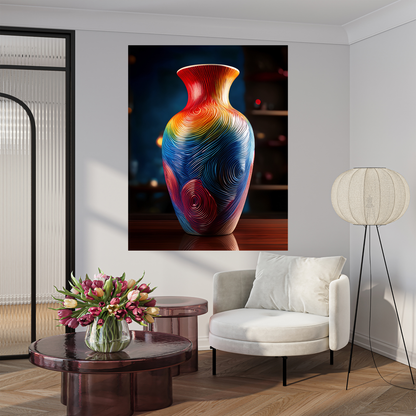 Handcrafted 3D Sculptural Ceramic Vase Art - Rainbow Modern Decor