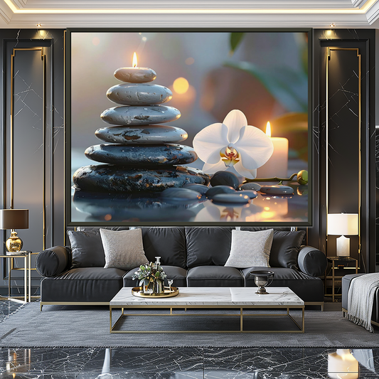 Zen Stones & White Orchid | ArtFlex Canvas
