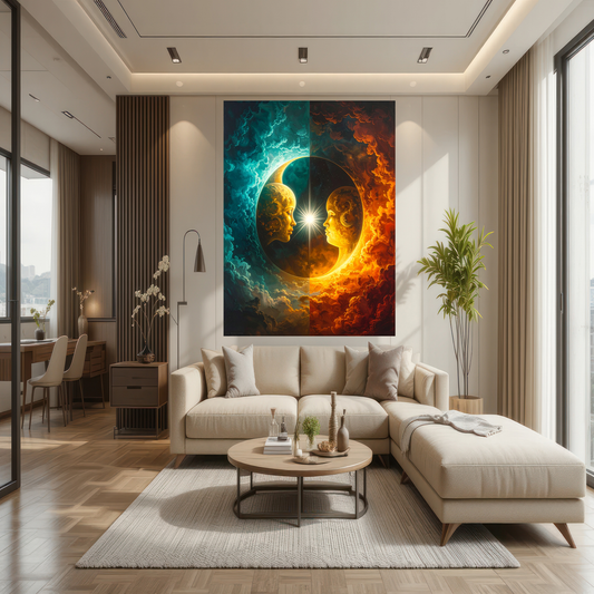 Divine Union" Celestial Faces Surrealist Art